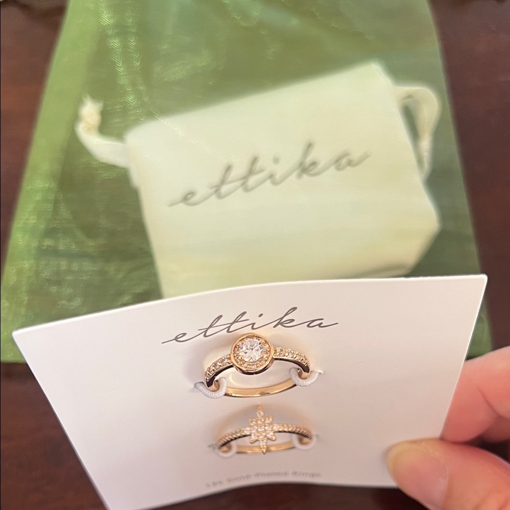 Ettika Gold and Silver Crystal Ring Duo